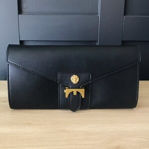 Anne Klein Christy Gold Lion Medallion Envelope Clutch Crossbody Purse